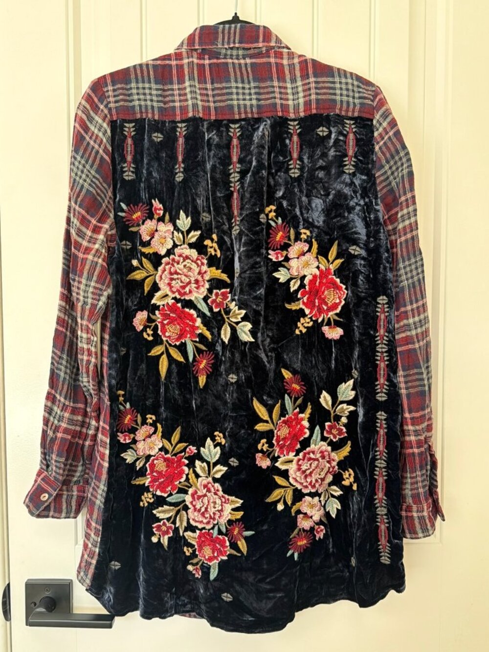 Johnny Was Workshop | Velvet Back Oversized Plaid Shirt